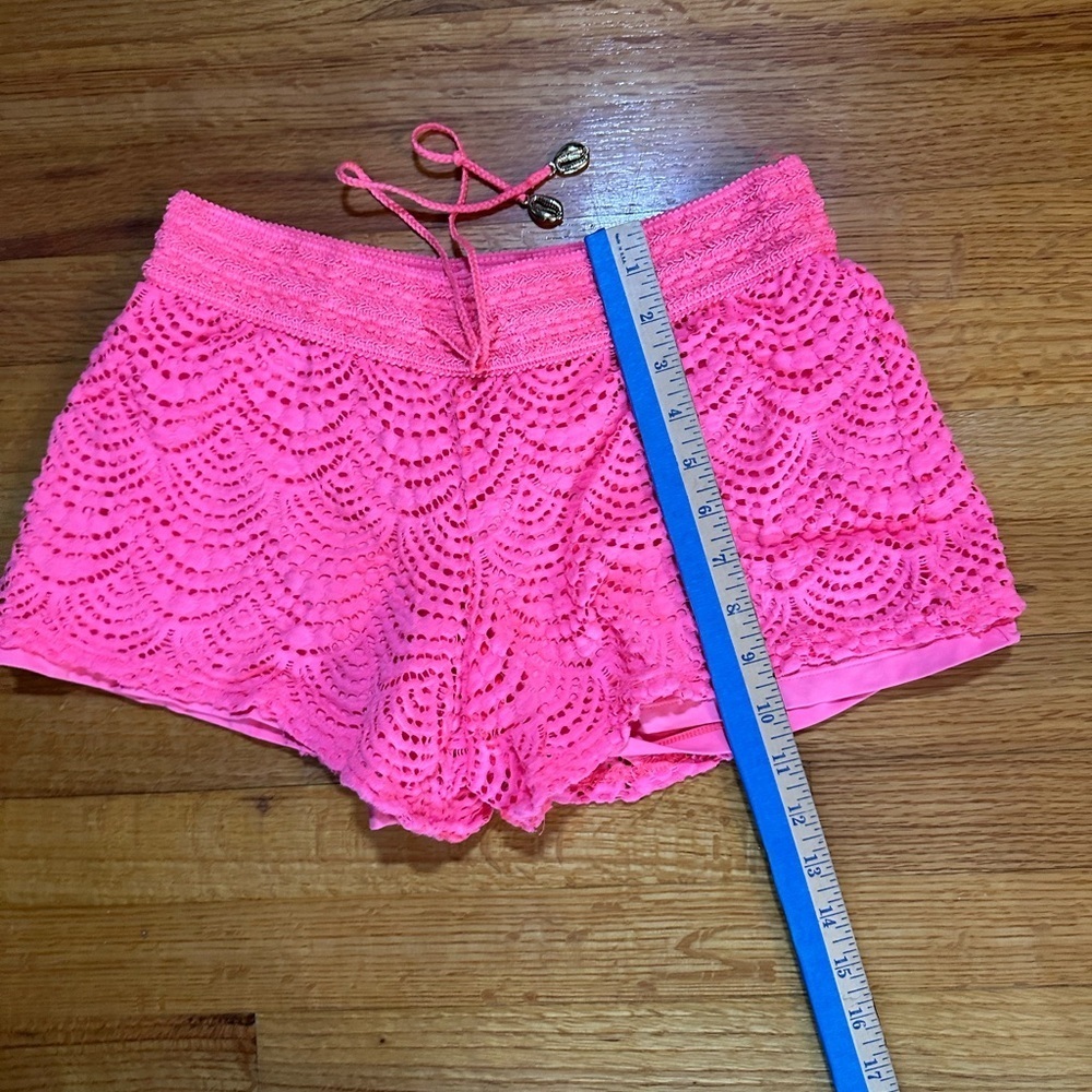 Lilly Pulitzer Claudette Crocheted Pink Shorts Small Coral Reef Pull On Beach(D) - Picture 4 of 8